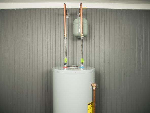Connect the hot water supply using a 3/4&quot; NPT threaded adapter to the outlet connection on the water heater marked “H” (HOT).