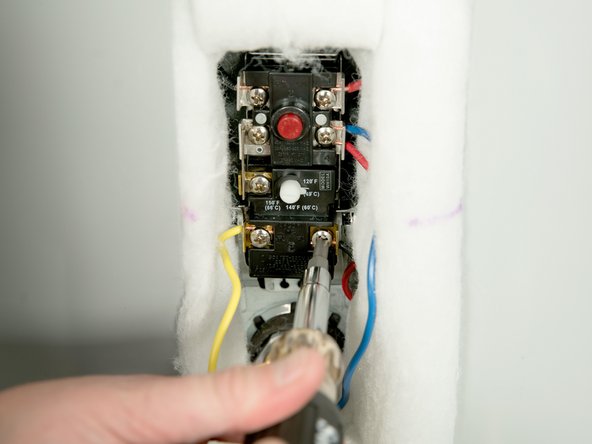 Attach the wires following the wiring diagram on the water heater’s label. Make sure all wire connections are tight.