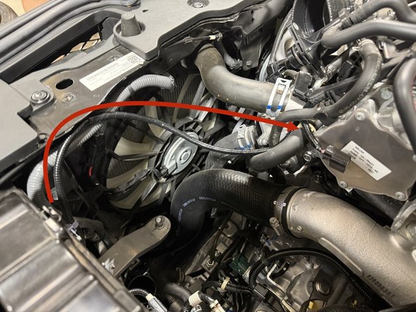 Route it along the front of the car and position it so the intake box can go in without snagging and the connector is easy to reach when you plug in the MAF sensor.