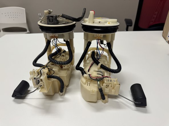 Shown in the images is the difference between the 02-04 RSX Type S pump assembles and the 05-06 RSX Type S. They are the same, but the sending unit and float are shaped slightly different.