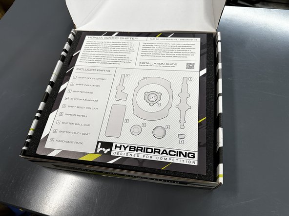 Open the Hybrid Racing S2000 shifter package and take note of all parts that are in the foam.