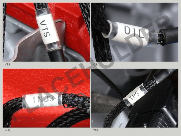 Set the long cabin section, the run that ends at the ECU, on the cowl, out of the way, and lay each branch into its area of the engine before you plug anything in. The photos show the harness fully routed for reference; some connectors are held just off their sensors.
