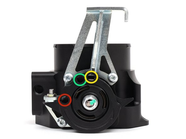 This throttle body has multiple cable locations on the rotor. This allows different throttle cables to mount and control the rotation.