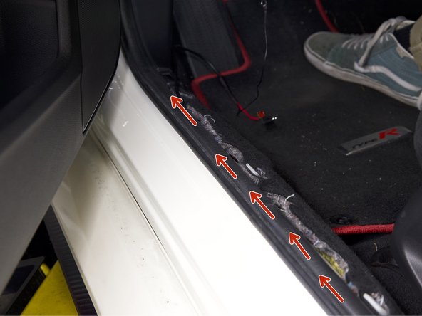 Lay the power harness along the top of the carpet and make sure it reaches all the way to the fuse box.