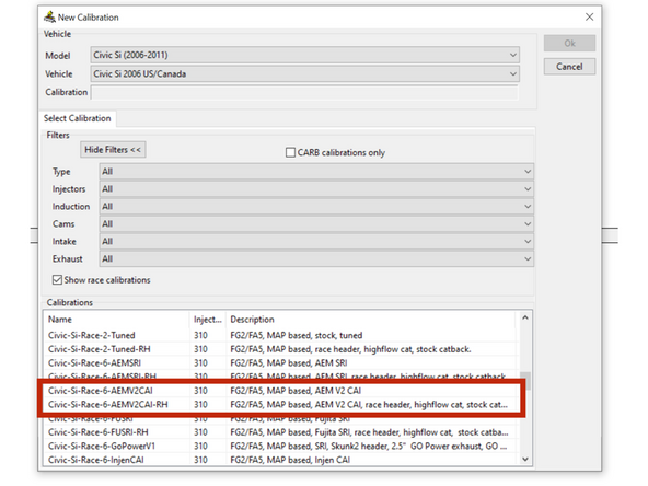 These can be found under the select calibration tab when you click NEW calibration.
