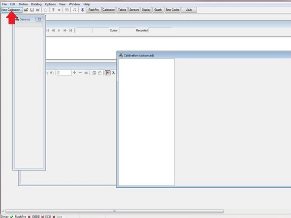 Select the New Calibration button at the top to open a calibration.