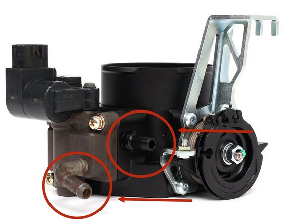 To have a functional IACV with coolant passthrough, you must install the IACV and gasket (sourced separately) and the supplied barb fitting adapter.