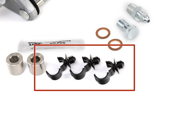 Install the provided clutch line mounting clips.