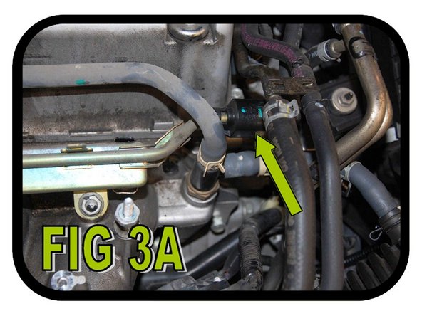 Remove the cap covering the fuel line connection as shown in FIG 3A.