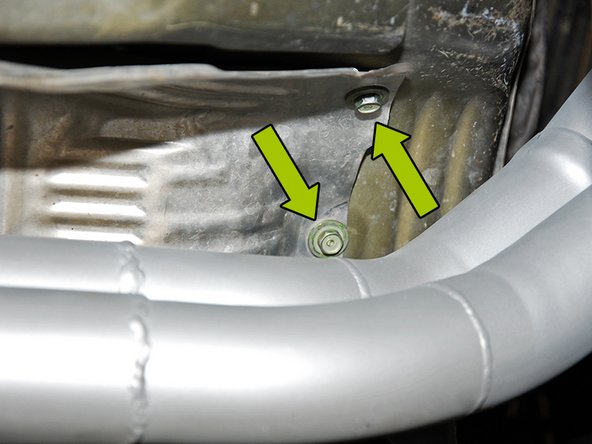 Depending on your exhaust set up, removal of a catalytic converter or midpipe may be required to gain access to this heat shield.