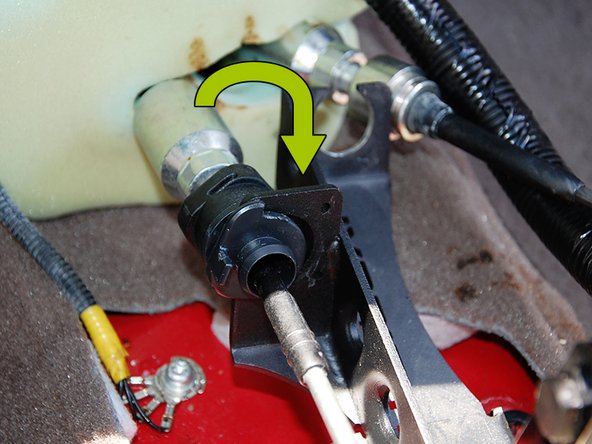 Rotate the left cable base into the HR shifter in a clockwise motion as illustrated in the first image.