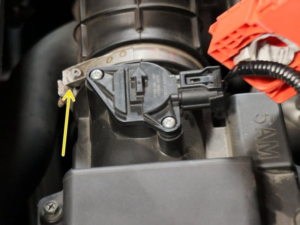 Loosen the intake tube clamp, slide it off of the airbox and then unplug the MAF sensor.