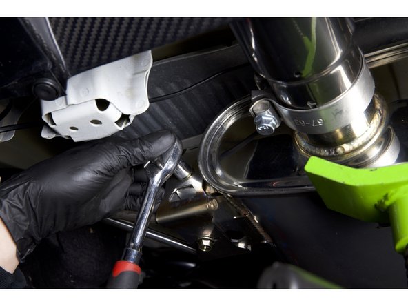 Once everything is aligned, tighten the rear muffler hangers and the remaining pipe connections.