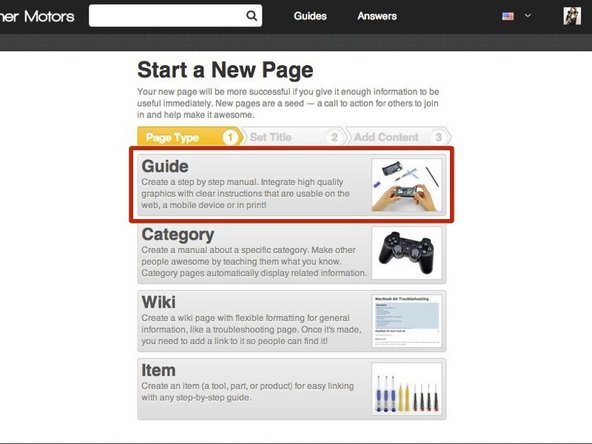 You will be redirected to a page with options of four different page types you can create.