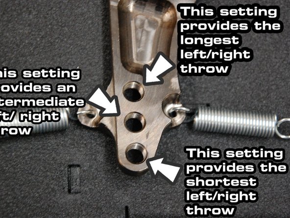 Reinsert the bolt into the hole that gives the desired throw length.