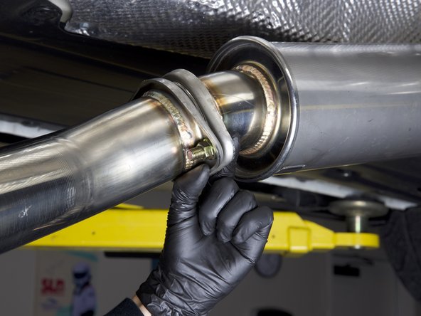 Use the supplied hardware and attach the pipes together. Finger tighten the bolts right now.