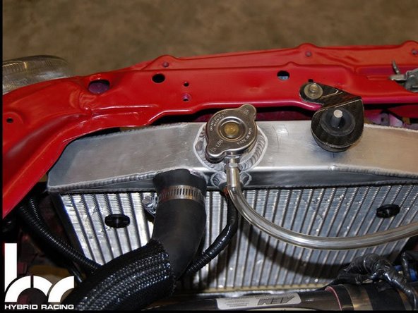 Connect the proper radiator hoses, and fill system with coolant. (radiator hoses may vary due to different applications and parts)  Once filled, check for leaks.