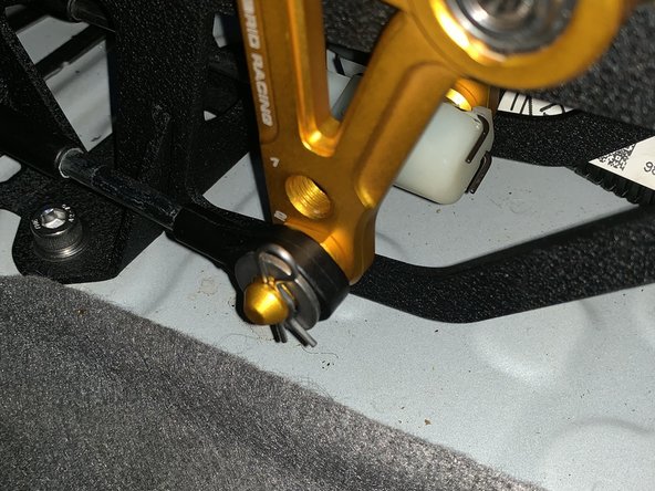 Install the RH side shifter cable endlink using the supplied retaining clip.