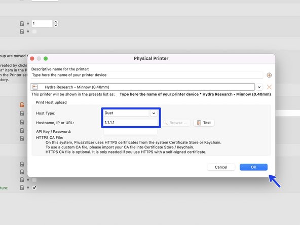 Then click the little gear icon located to the right of the Printer name towards the top left of the Prusa Slicer window.