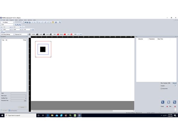 Your file can be dragged manually anywhere in the workspace.  You can use the rulers at the border of the working area and at the edges of the laser cutter's work table for reference.