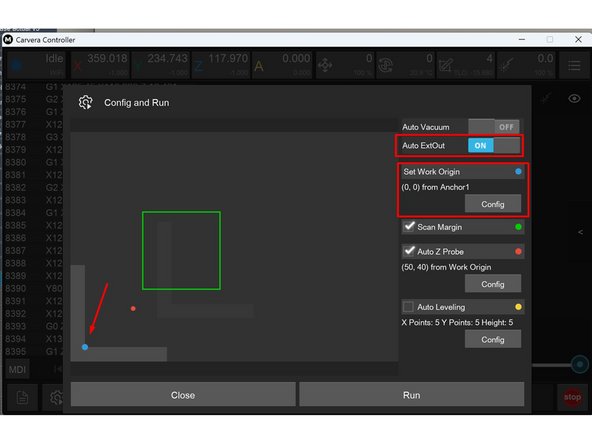 Nå er du klar til å trykke Run. Nå er det viktig å følge med på at maskinen først plukker opp leveling proben, måler høyden og så velger RIKTIG verktøy. om noe av dette ikke stemmer må man stoppe jobben og kontrollere