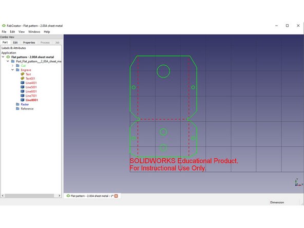 Upon import, FabCreator will automatically assign processes (Cut, Engrave, Raster) by default to your part geometry.