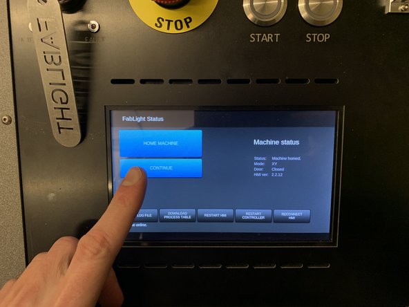 On the touch screen display, select Continue.