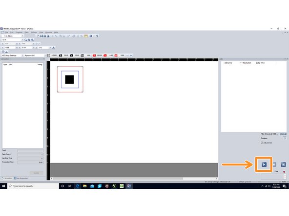 When you are ready to cut, click the Play button at the bottom right of the screen in the Job Control software to begin cutting.