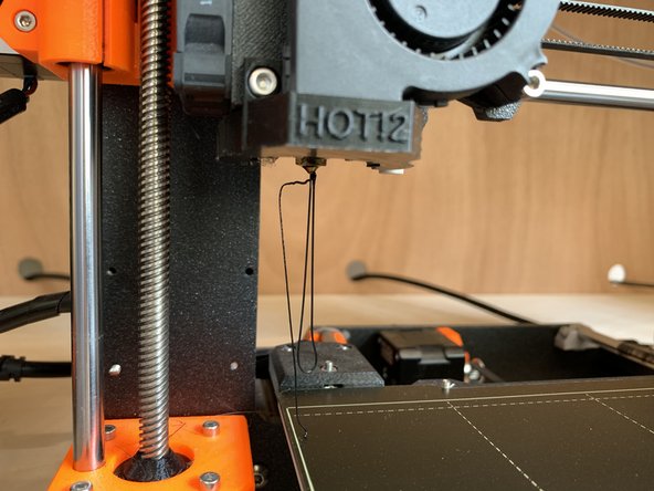 Filament should begin extruding out of the nozzle.  It will cycle through a predetermined amount and then stop automatically.