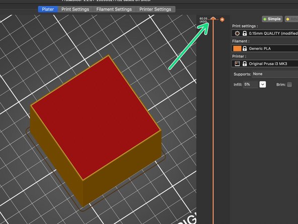 Once you have sliced your model, you can preview the simulated print.