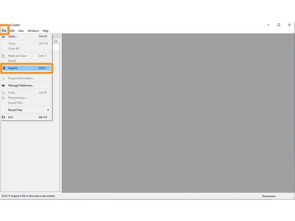 from the top toolbar in FabCreator, select File&gt;Import, and select your .dxf file and Import.