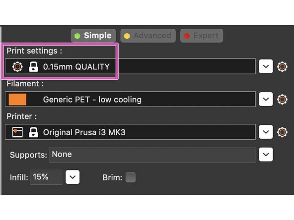 Expand the dropdown menu for Print Settings (layer height)  and select a desired resolution.