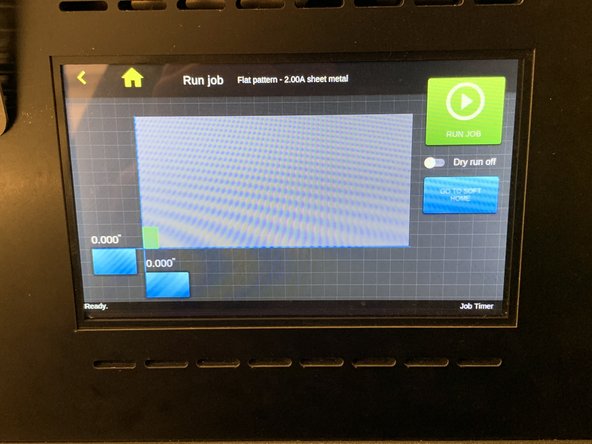 The screen will display a virtual layout of the work table, with a green rectangle representing the dimensions of the file you have selected to be cut.
