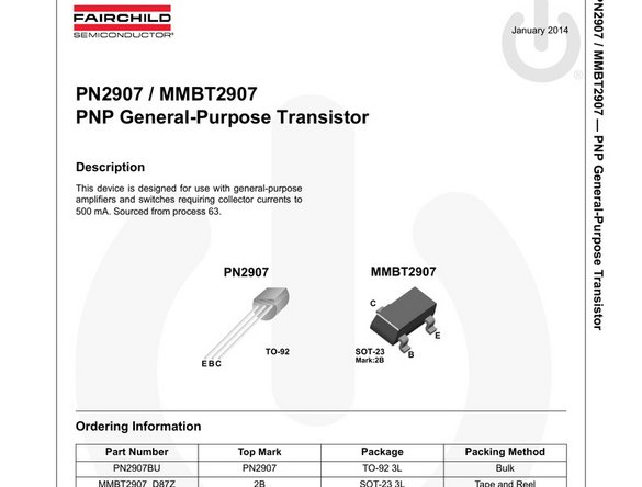 If you're having a hard time figuring out which leads are which, you can find it in the transistors datasheet by Googling the name of the transistor ie: PN2907