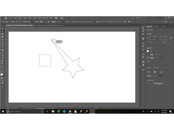 Draw a rectangle by click+hold and drag the pointer across the screen (size and shape are arbitrary).