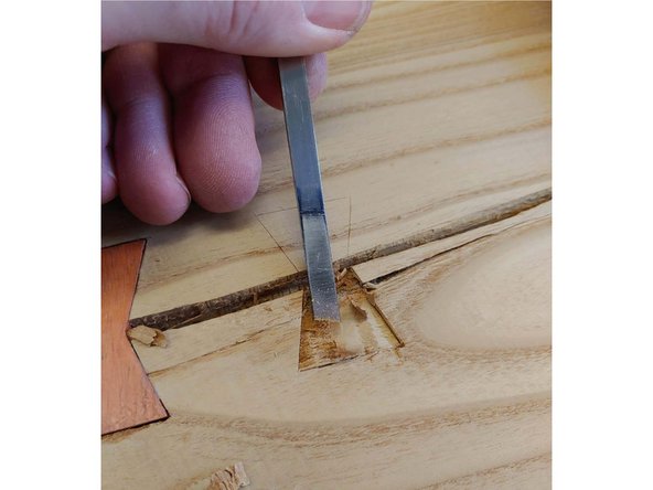 Gently strike the back of the chisel with the mallet. Since you are cutting cross grain it will most likely tear the grain out to your perimeter, so don't go to deep (1/32nd” is enough on the first cut, you can double it every time you go down a layer, until you get to 1/8” material removal, this may vary with wood species).