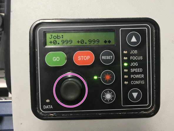 Move the joystick to the right to change the vertical movement speed of the laser.