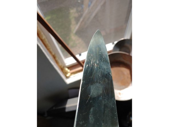 When you flip the knife over use the same thumb as registration, you will be able to feel the knife fall into the little dimple left from sharpening the previous side. This will ensure you keep the angle uniform between both sides, even if it isn’t the perfect angle (a degree or two won’t matter on a knife)