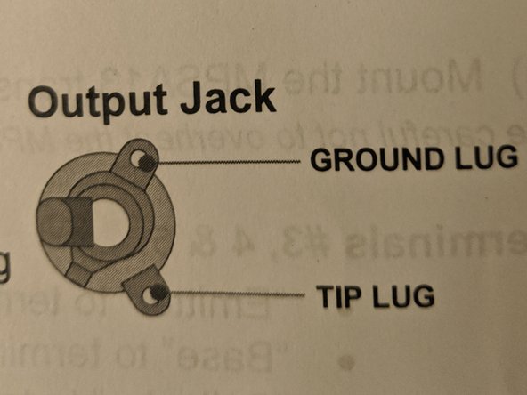 The input jack has 3 lugs and the output jack has 2 lugs. Convention says to mount the input on the right and output on the left, but it doesn’t really matter. Go off of what the kit says.