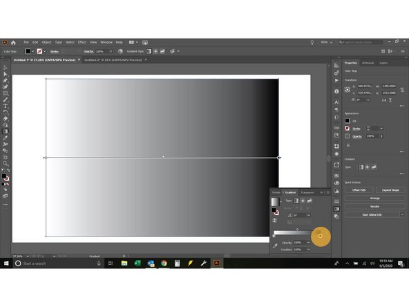 With the gradient window open look at the bottom of the gradient bar and you will see a couple of circles (orange highlight, picture one). Double click one of these circles and a color menu will appear. Select a new color by selecting the swatches tab and picking your color.