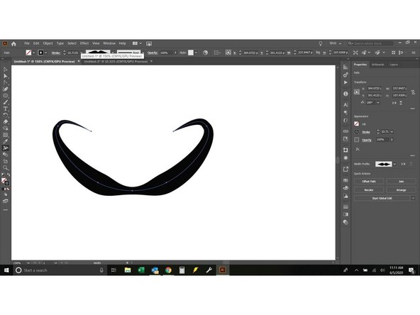 Select the line (V) then select the width tool.