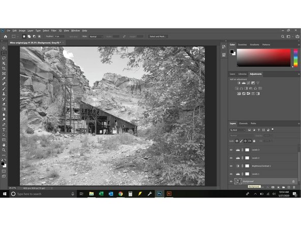 In the bottom right corner select the layers tab.  Then select the &quot;background layer&quot;