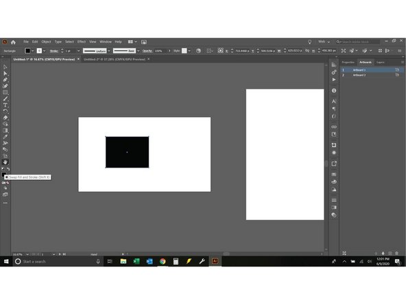 The swap fill and stroke tool does exactly what you would expect. It's just a matter of finding it on the page. Draw a square, use (V) to select it then swap fill/stroke.