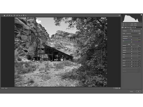 If camera raw doesn't open full screen go ahead and make it full screen (see pic 2).