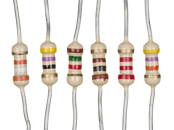 Luckily, resistors are usually nonpolar, so no need to worry about which way they connect. They use a 4-6 color coded band convention. To figure which is which, use this guide: https://www.digikey.com/en/resources/con...