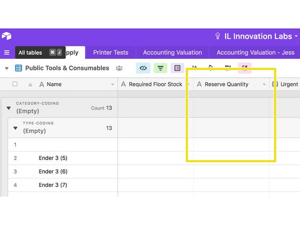 If you removed something from the back cabinet, update the 'reserve quantity' column on Airtable to reflect what was taken