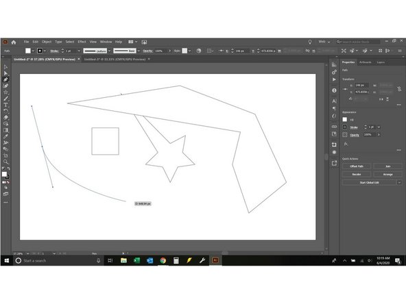 If instead of clicking two points with the pen tool  you click+hold something different happens. The line will appear to propagate from the center.  This line isn't a line at all, but instead is a set of &quot;handlebars&quot;(they allow you to steer the line).