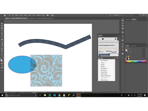 Brushes are used to change the appearance of a line. This brush makes my line look like Denim seams.