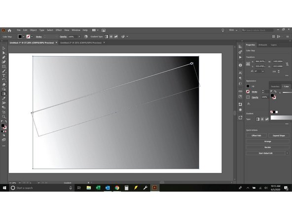 Start by creating a new document and draw a rectangle (arbitrary size, but big is good so you can see what is going on.
