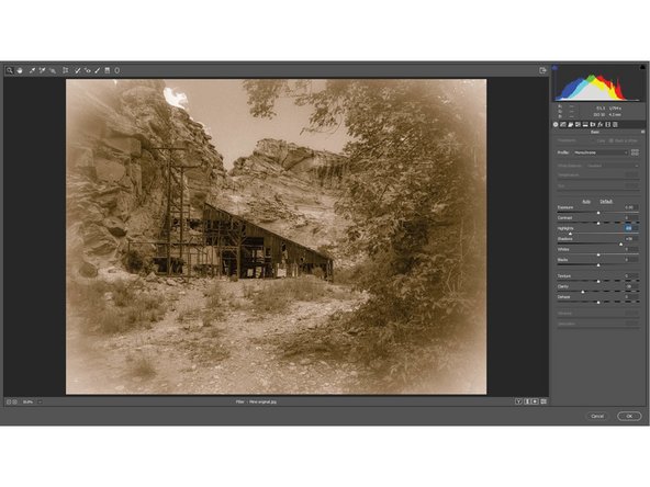 To create a faded look we will reduce overall contrast.